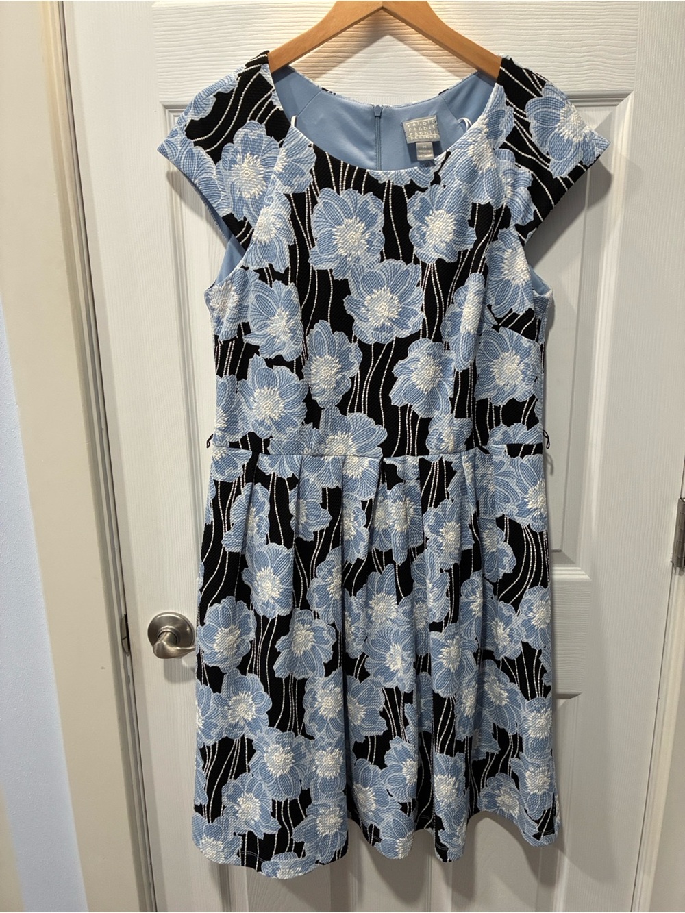 Rabbit Rabbit Rabbit Black and Light Blue Floral Midi Dress